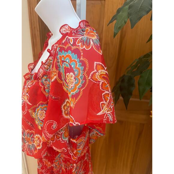 Rabbit Rabbit Rabbit  Design Off the Shoulder Dress, Red Pattern, Size 16 P - Picture 4 of 8